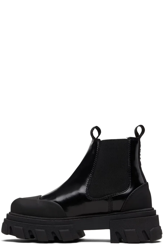 GANNI Black Cleated Low Chelsea Boots, photo 3 of 5 from SSENSE