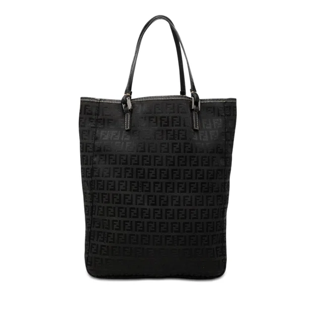 Black Fendi Zucchino Canvas Tote in Black Canvas from Designer Revival