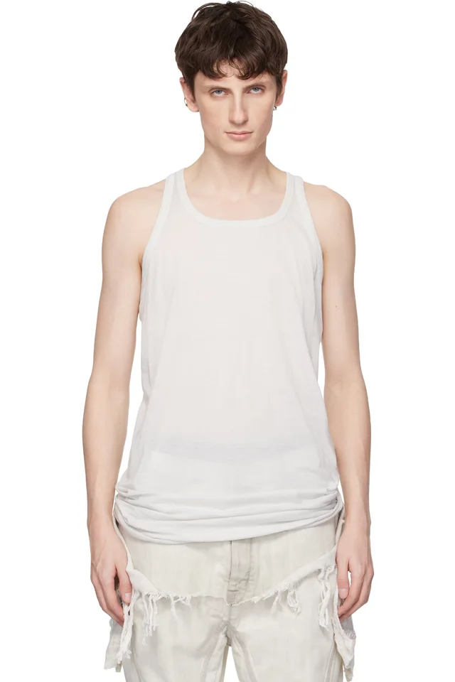 Rick Owens DRKSHDW Off-White Temple Loose Tank Top, image 1 of 1 from SSENSE