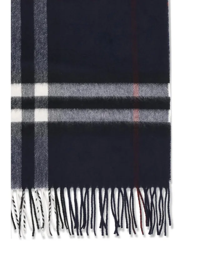 Burberry Cashmere Check Scarf — Blue (capra Hircus) Scarfs in Blue Cashmere from HEWI