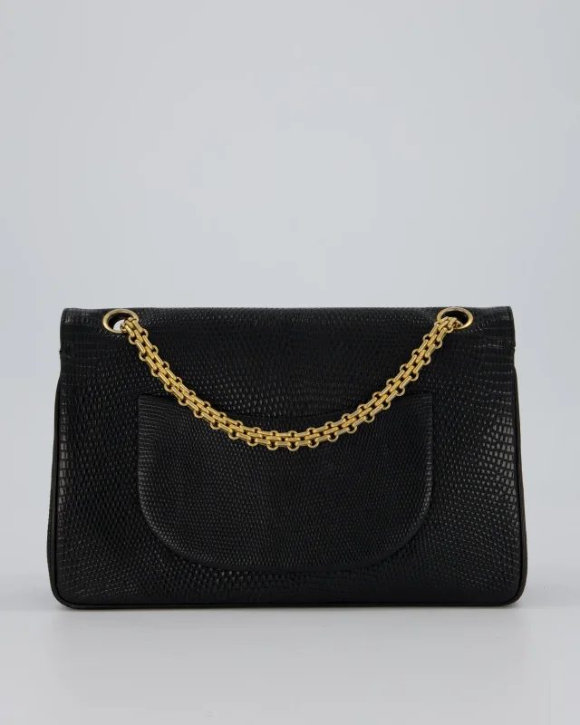 Chanel Vintage Medium Classic Flap Bag in Black Lizard from Sellier, photo 7 of 20