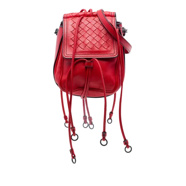 Red Bottega Veneta Nappa Intrecciato Double Sided Flap Crossbody in Red Nappa leather from Designer Revival