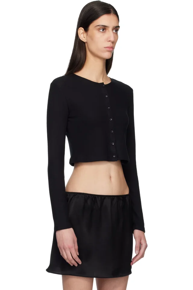 LESET Black Lauren Crop II Cardigan, photo 2 of 4 from SSENSE