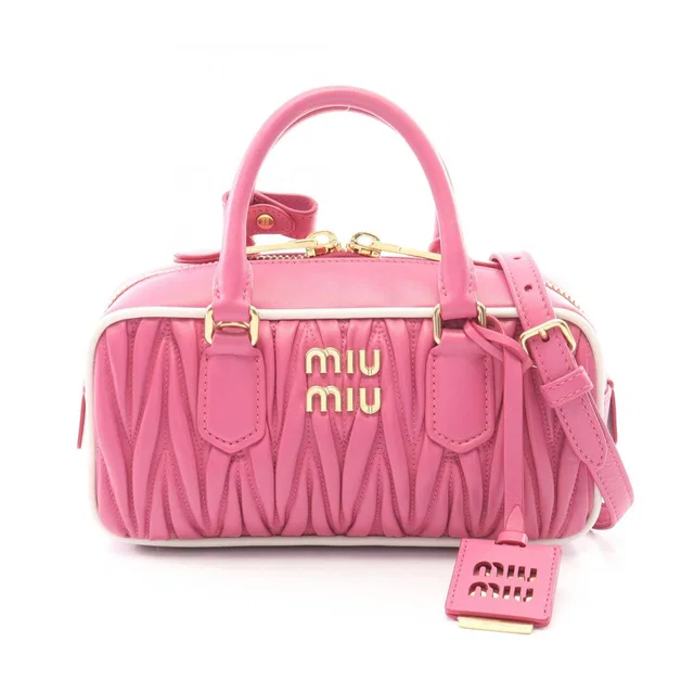 Miu Miu Matelasse 2-Way Pink White Leather Handbag in White Leather from The Reluxe