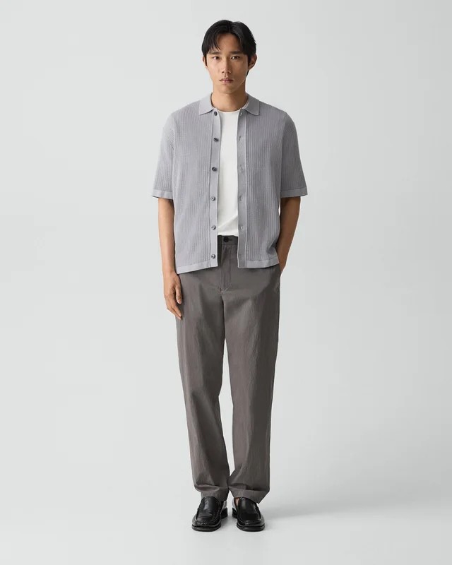 Theory Mesh Button-Up Shirt in Cotton in NEW DARK VAPOR 100% Cotton; Exclusive Of Elastic, photo 5 of 12 from Theory