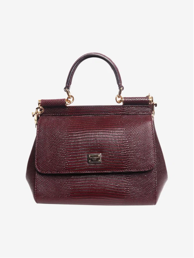 Dolce & Gabbana Burgundy Sicily lizard 2way bag in Burgundy Lizard from Sign of the Times