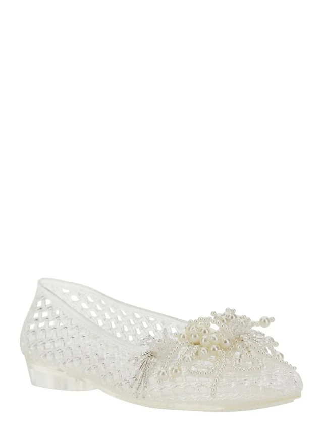 HEAVENLY JELLY 'Muse' White Ballet shoes with Beaded Details in Tech Fabric Women in White, photo 4 of 8 from Gaudenzi Boutique
