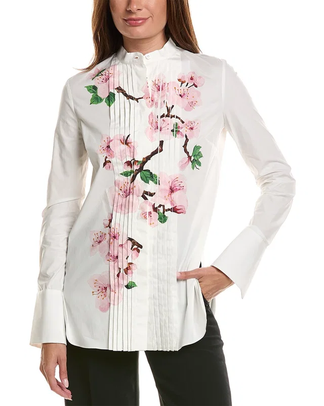 Oscar de la Renta Long Sleeve Cherry Blossom Blouse, image 1 of 1 from Rue La La