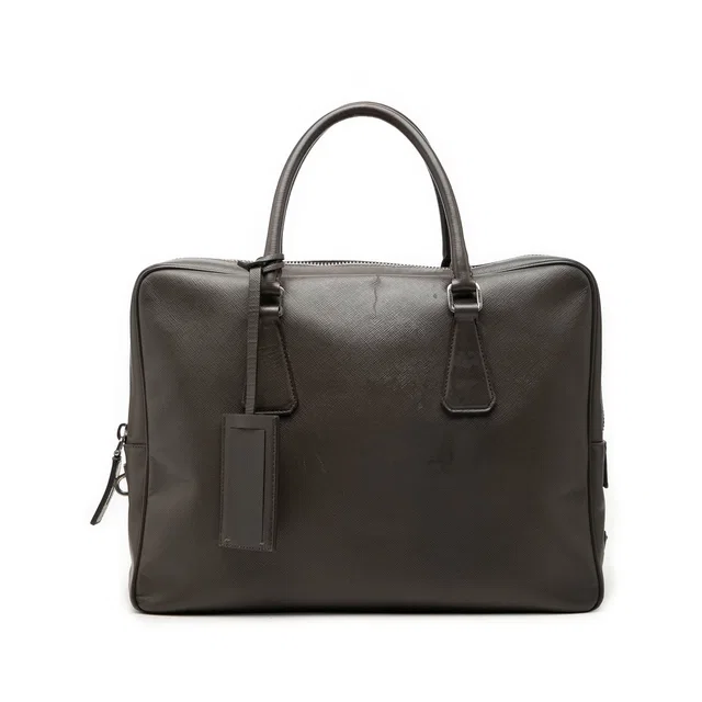 Gray Prada Saffiano Business Bag in Grey Saffiano leather from Designer Revival