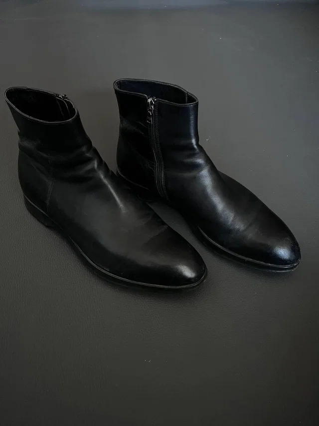 Men Prada Chelsea Brown Leather Boots (Made in black Leather from Grailed