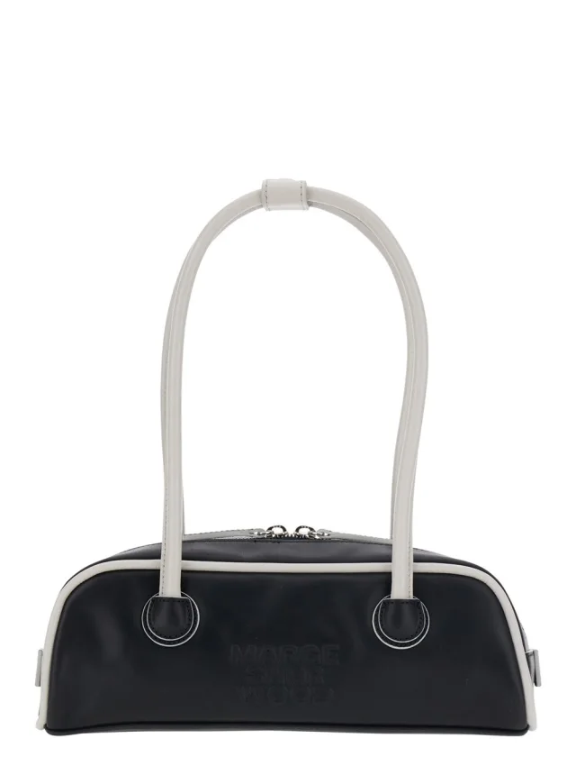 Margesherwood 'Soft Baguette' Black Mini Shoulder Bag with Logo Lettering on the Front in Leather for Women in Black 100% Cow Leather from Gaudenzi Boutique, photo 1 of 1