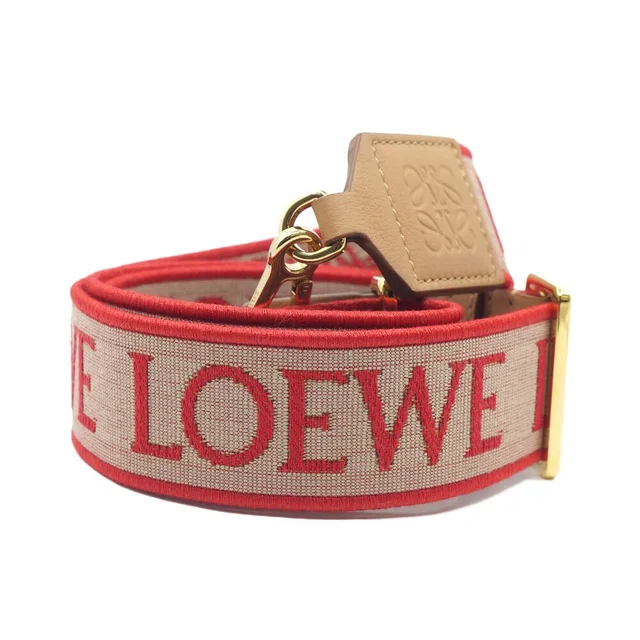Loewe Anagram Logo Shoulder Strap Red Beige in Beige Canvas from The Reluxe