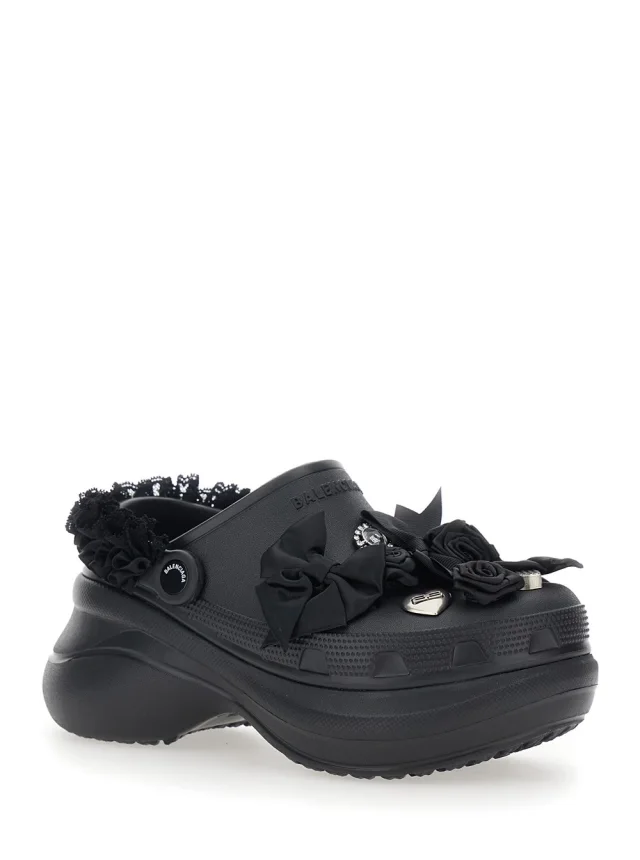 BALENCIAGA Mule 'Jibbitz x Crocs' with Logo Plate and Black Rubber Applications for Women in Black 100% Eva, photo 3 of 7 from Gaudenzi Boutique