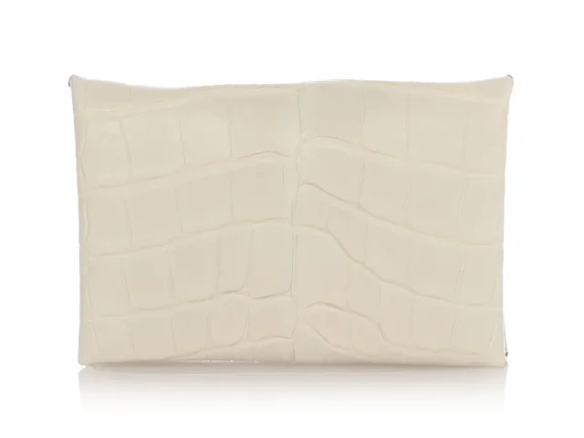 Hermès Beton Matte Alligator Calvi Card Holder in Crocodile from Ann's Fabulous Finds, photo 2 of 11
