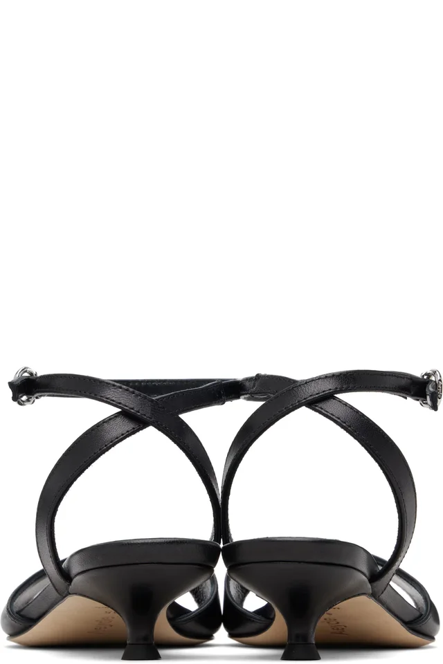 Aeyde Black Zelia Kitten-Heel Sandals, photo 2 of 4 from SSENSE
