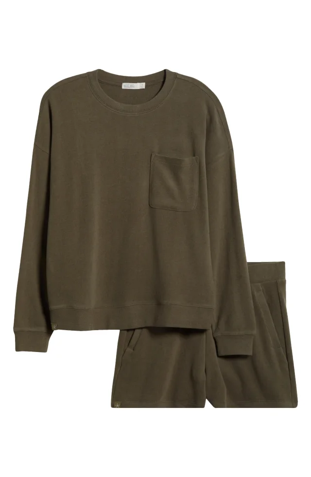 Barefoot Dreams® Malibu Brushed Fleece Pajamas in Green, photo 6 of 6 from Nordstrom Rack