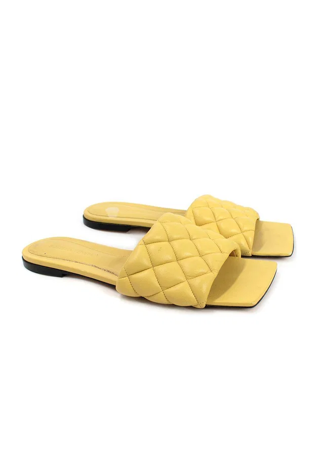 Bottega Veneta Yellow Padded Flat Sandal in Yellow Leather from HEWI