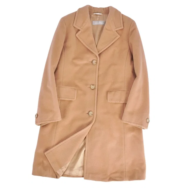 Max Mara Coat Long Chesterfield White Tag Wool Brown in Brown Wool from The Reluxe