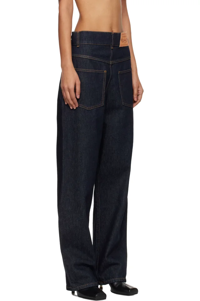 Moschino Navy Cotton Jeans, photo 2 of 4 from SSENSE