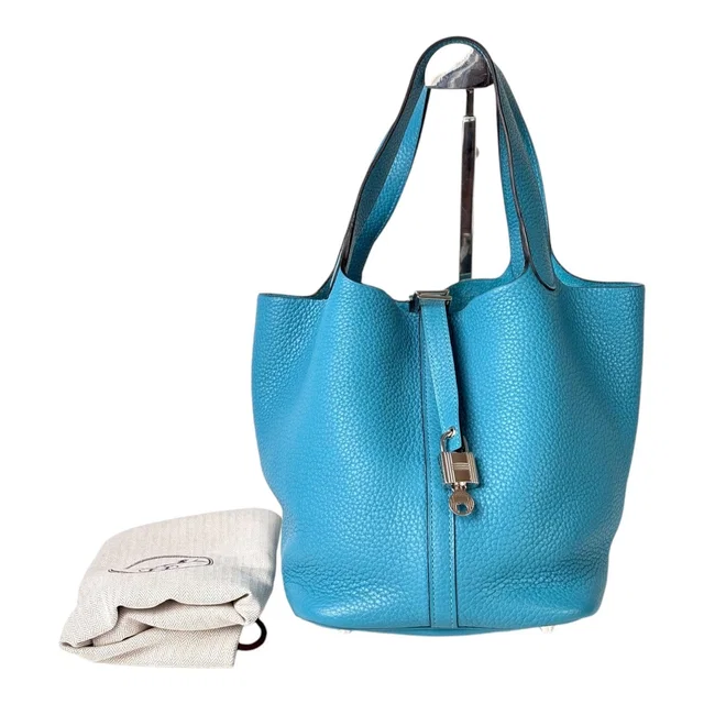Hermès Picotin 22 Blue in Clemence with PHW in Blue Clemence leather from Luxury Promise