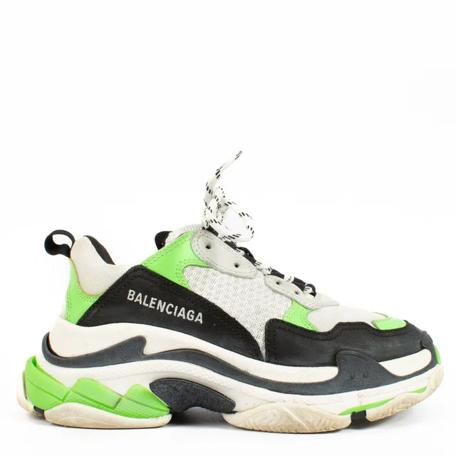 Balenciaga Lime Black Triple S Sneakers - Size 37 in Black Suede from Labellov