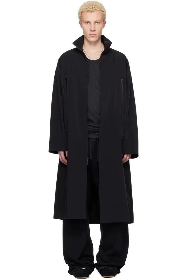 Black Active Trace Full Length Trench Coat, image 1 of 1 from SSENSE