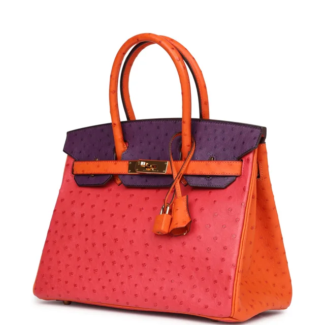 Hermès Special Order (HSS) Birkin 30 Tangerine, Violet, Bougainvillea Ostrich Gold Hardware in Purple Ostrich from Madison Avenue Couture, photo 2 of 2