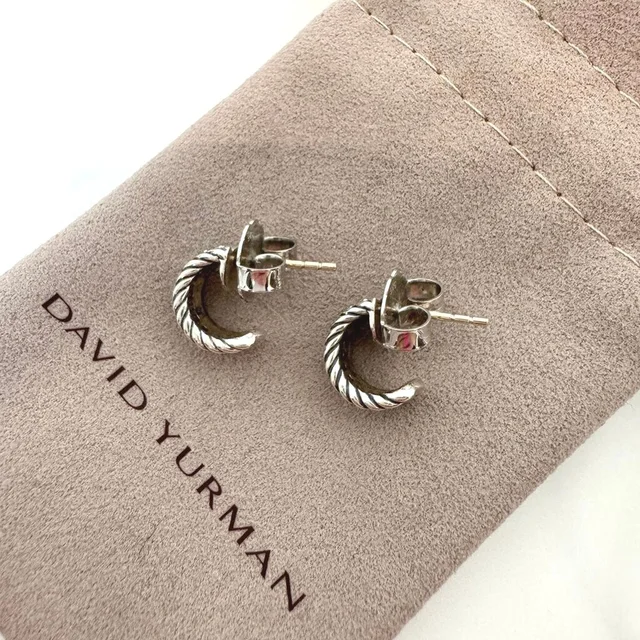 David Yurman Silver Cable Classic Huggie Earrings Pave Diamonds Dy 925 Jewelry in silver|gray from Poshmark