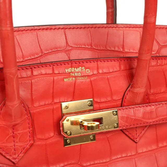 Hermès Birkin 35 Geranium Matte Alligator Gold Hardware in Crocodile from Madison Avenue Couture, photo 7 of 9