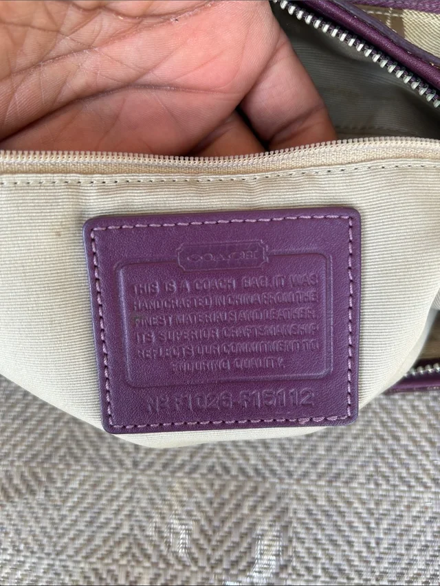 Coach F15112 Beige/Brown Signature Canvas Tote With Plum Leather Accents in brown|red|purple Canvas from Poshmark, photo 3 of 3