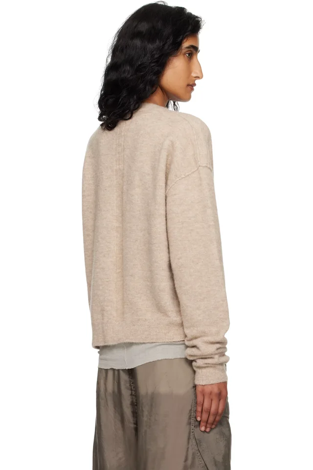 Rick Owens Gray Concordians Tommy V-Neck Sweater, photo 3 of 4 from SSENSE