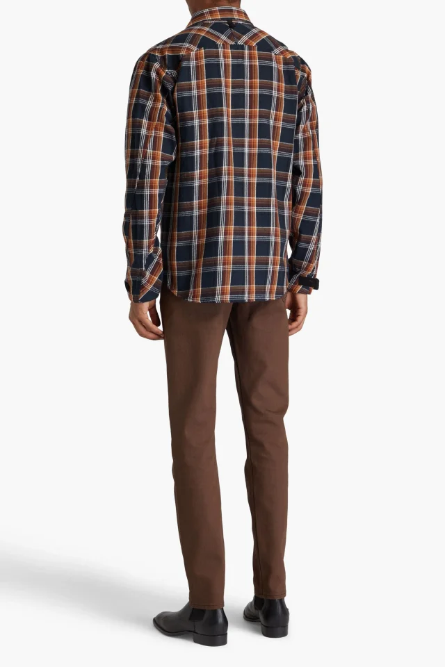 Rag & Bone Jack Checked Cotton-Flannel Shirt in Midnight blue, photo 3 of 4 from THE OUTNET