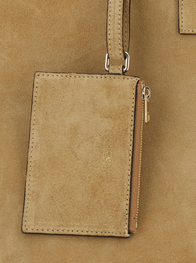 A.P.C. 'Le Drummer' Beige Shopper with Four Handles and Logo Lettering on the Front in Suede Women in Beige 100% Cow, photo 10 of 10 from Gaudenzi Boutique