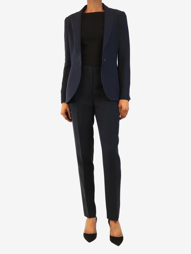 Dior Navy two piece blazer and trousers set - size UK 8 from Sign of the Times
