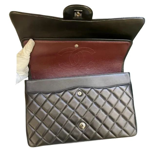 Chanel Maxi Double Flap in Black Lambskin from HEWI, photo 8 of 10