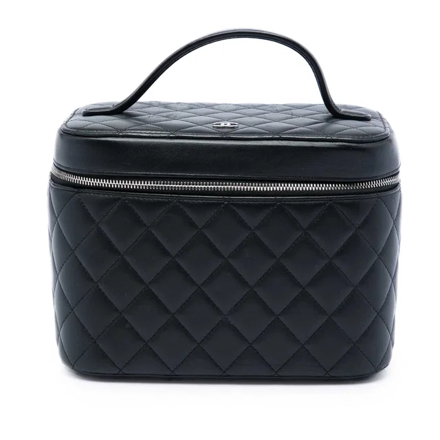 Black Chanel CC Quilted Lambskin Vanity Bag in Black Lambskin from Designer Revival