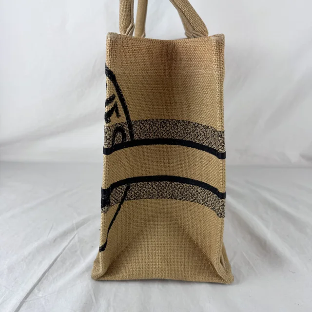 Dior Jute Canvas Medium Book Tote Bag in embroidered canvas from Reowned, photo 6 of 12