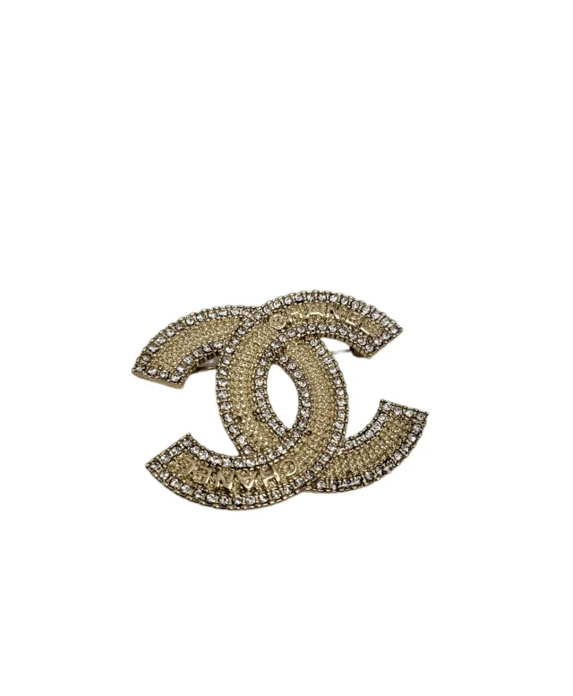 Cocomark Crystal Framed CHANEL Words Brooch LGHW from Luxury Promise, photo 1 of 1