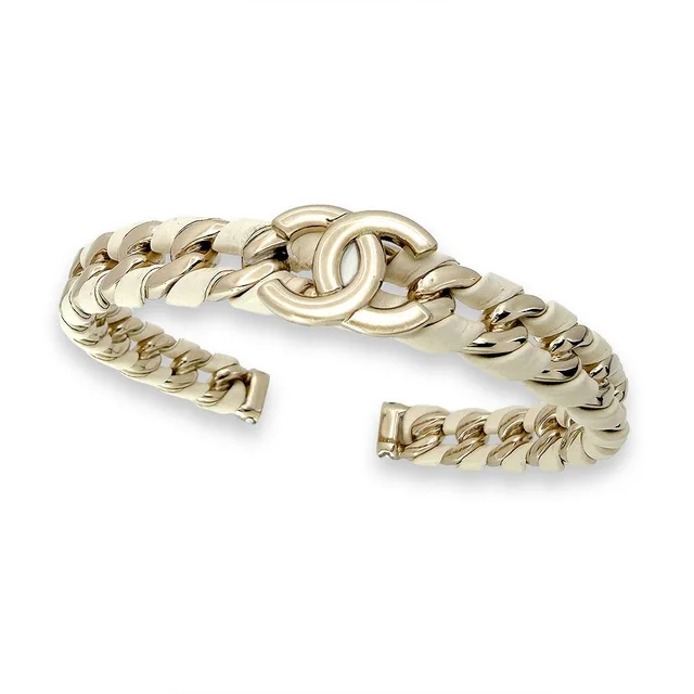 Chanel CC Logo Bangle 26c Cruise Collection Bracelet in Lambskin from The Reluxe