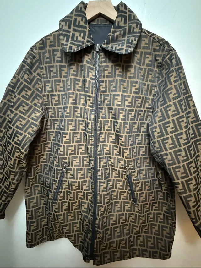 Vtg Fendi Zucca Ff Monogram Reversible Zip 90’s Jacket in black|brown|red from Poshmark