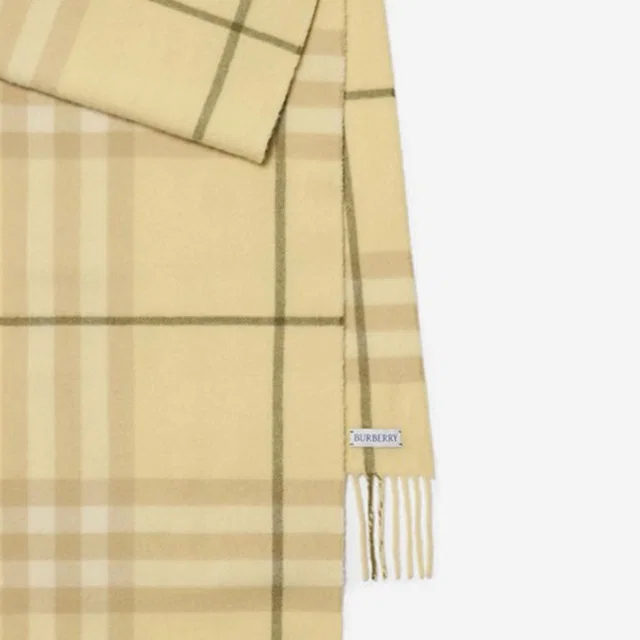 Burberry Cashmere Check Scarf — Yellow Scarfs in Yellow Cashmere from HEWI