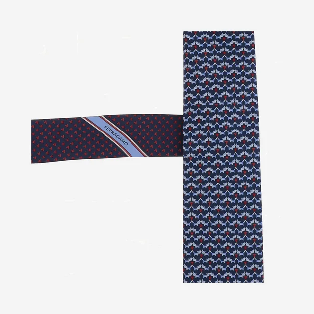 Ferragamo Jacquard Silk Necktie — Navy Neckties in Navy Silk from HEWI, photo 2 of 2