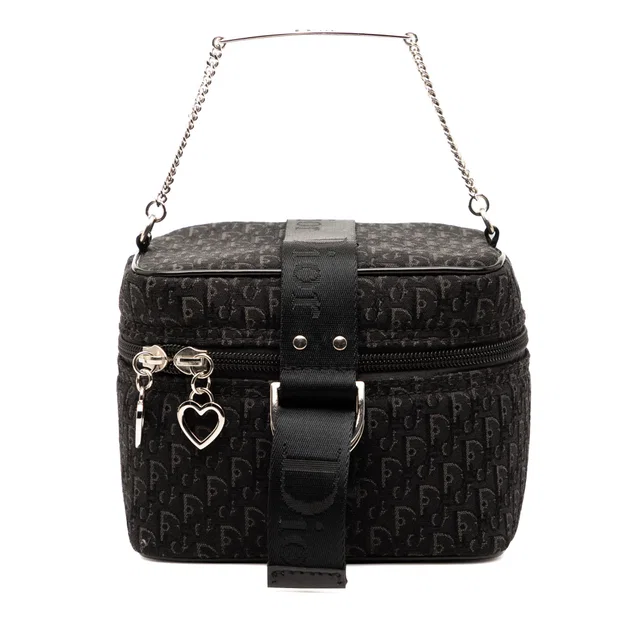Black Dior Mini Diorissimo Trotter Canvas Vanity Bag in Black Canvas from Designer Revival