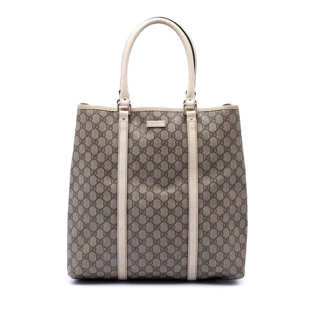 White Gucci GG Supreme Joy Vertical Tote in White Coated canvas from Designer Revival, photo 1 of 1