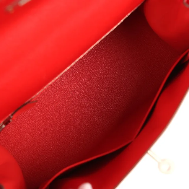 Hermès Special Order (HSS) Kelly Sellier 28 Rouge De Coeur Chevre Mysore Brushed Palladium Hardware in Red Goatskin from Madison Avenue Couture, photo 8 of 9