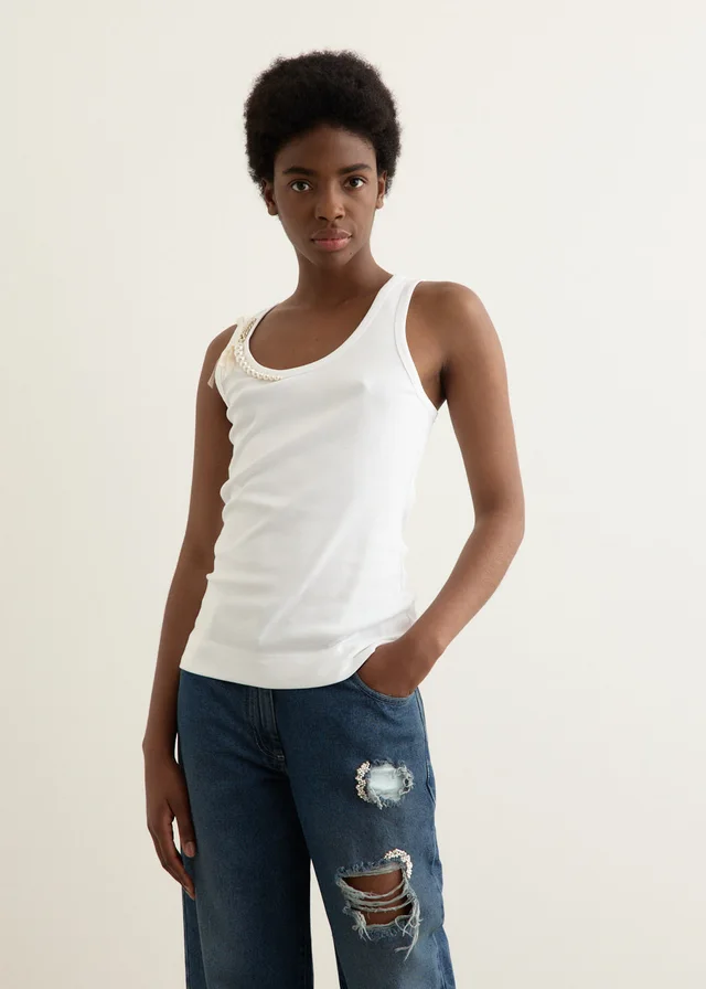 Simone Rocha Pearl Chain Tank Top in White from Incu, photo 1 of 1