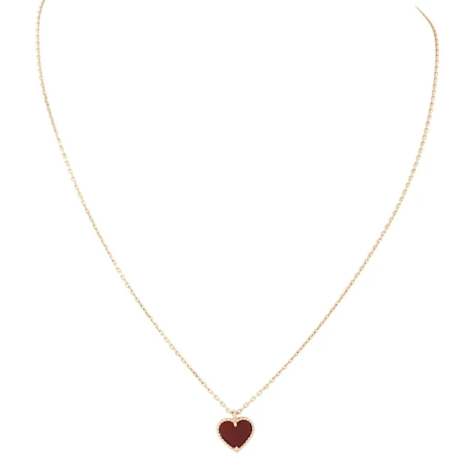 Van Cleef & Arpels Sweet Hearts Carnelian 18k Rose Gold Pendant Necklace from Luxe.It.Fwd