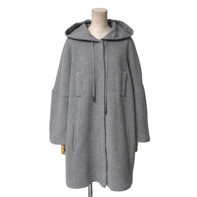 Max Mara Studio Coat M Knit Hooded Drop in Cashmere from The Reluxe