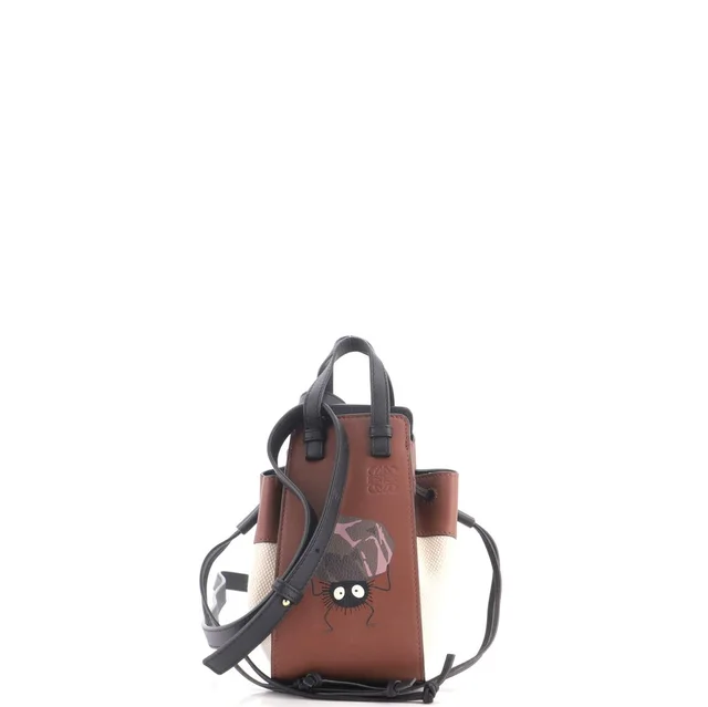 Loewe Spirited Away Hammock Bag Printed Leather and Canvas Mini in red|brown Canvas from Rebag