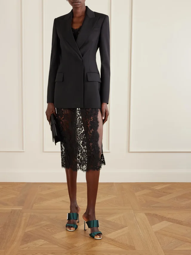 ROGER VIVIER Trompette 85 crystal-embellished satin mules in forest green 50% Leather 50% Textile fibers, photo 4 of 5 from NET-A-PORTER (Canada)